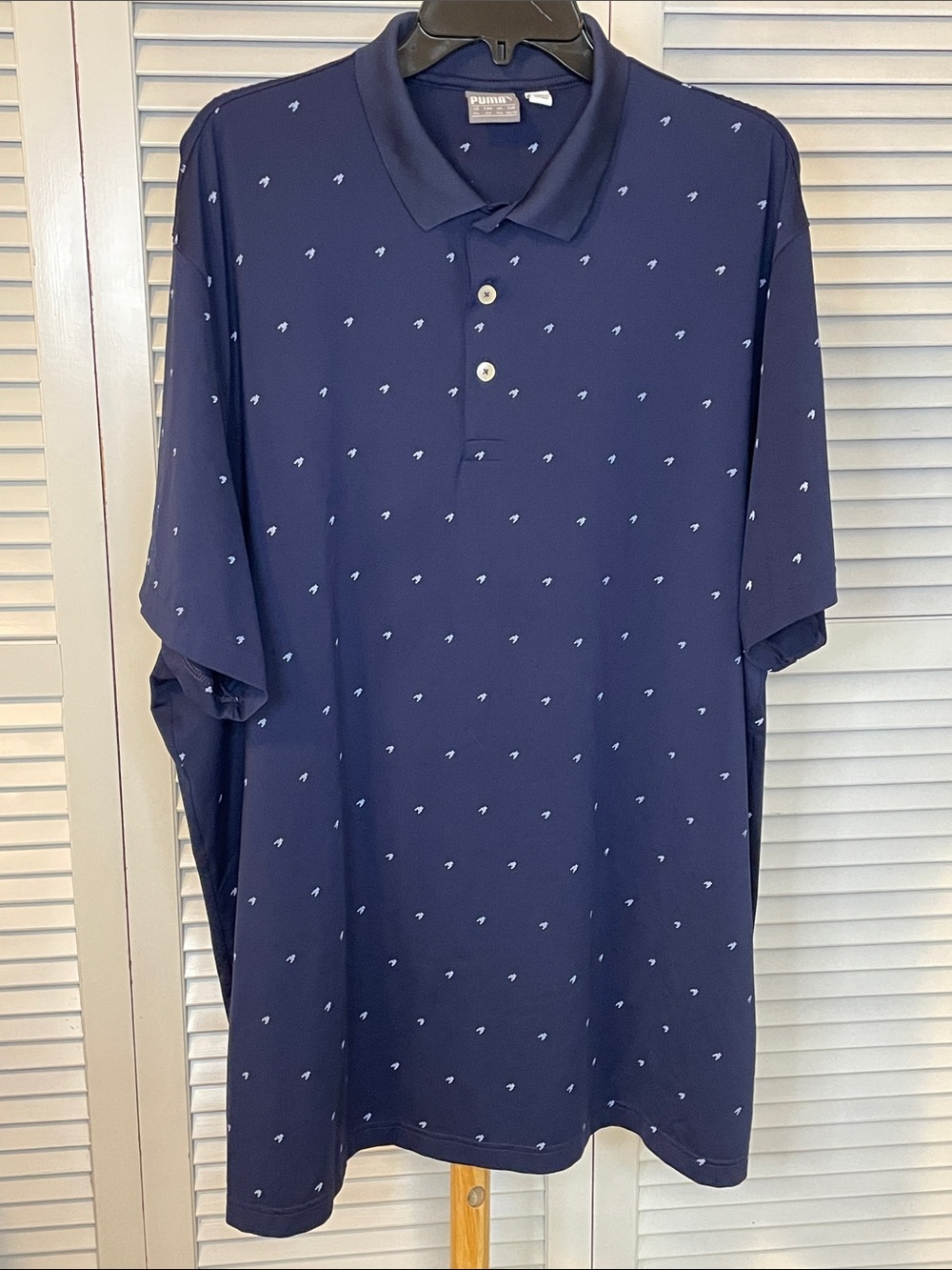 Puma Navy Short-Sleeve Polo with Micro Print - sz 3XL